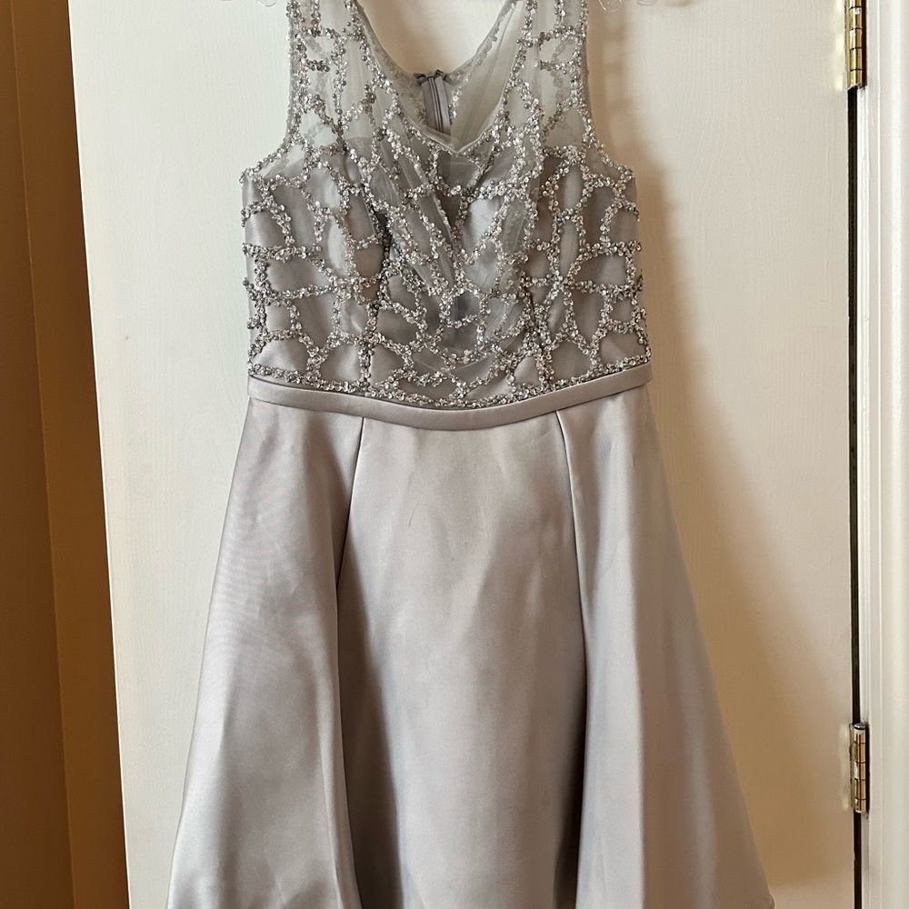 Macy's Elegant Silver Embellished Dress
